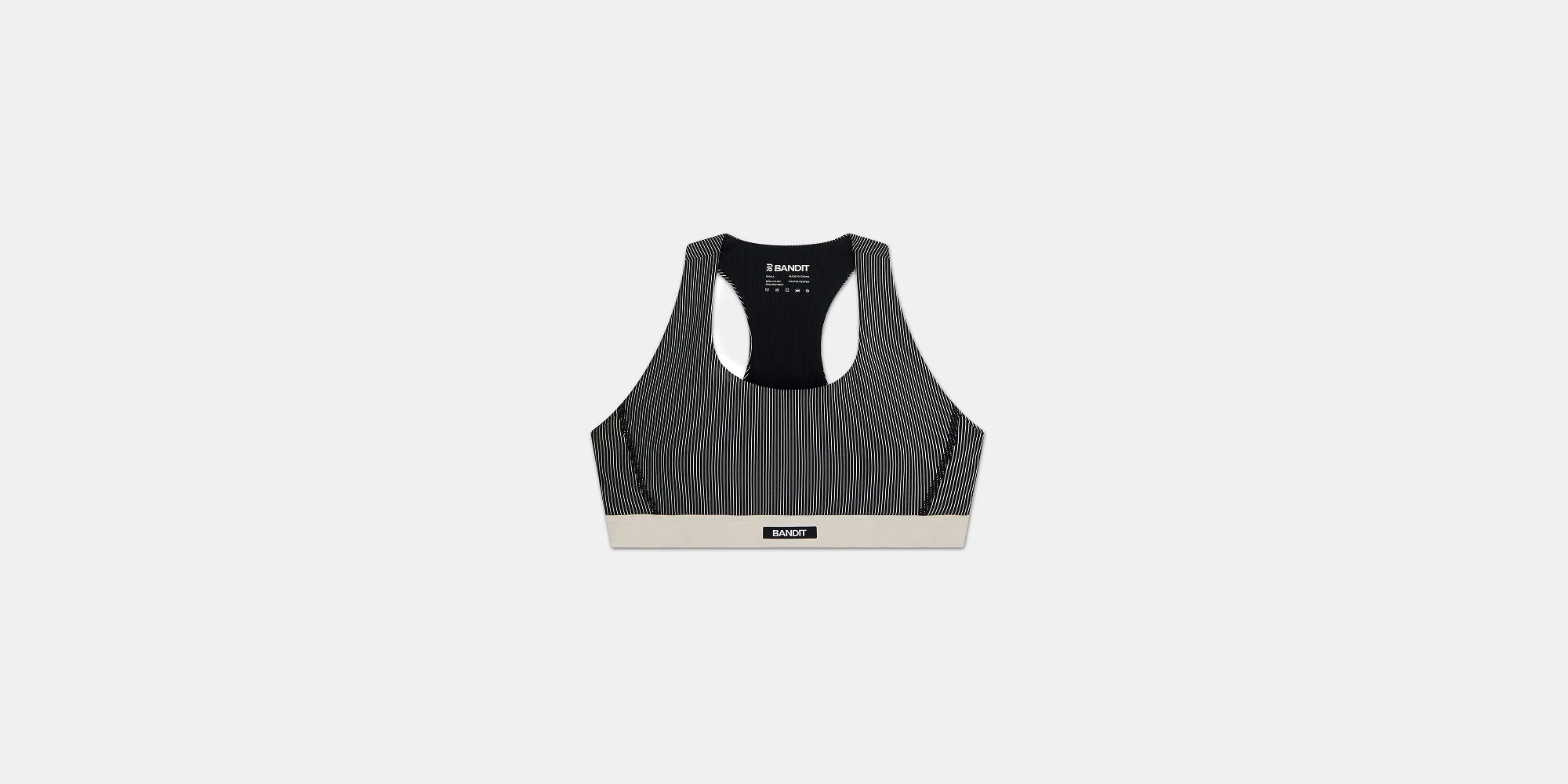 Bandit Striped Cadence™ Run Bra - Black with Chalk