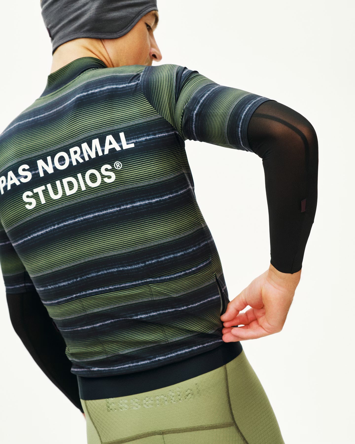 Pas Normal Studios Men's Essential Jersey - Light Olive Stripe
