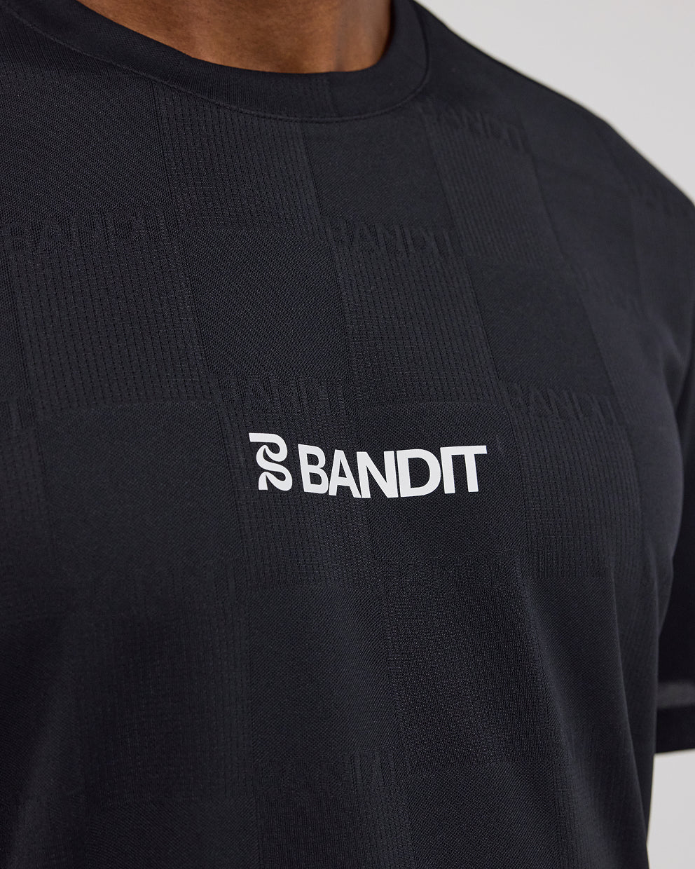 Bandit Cheque Jacquard Short Sleeve Tee - Unisex, Black