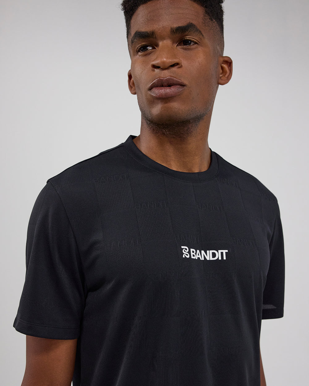 Bandit Cheque Jacquard Short Sleeve Tee - Unisex, Black