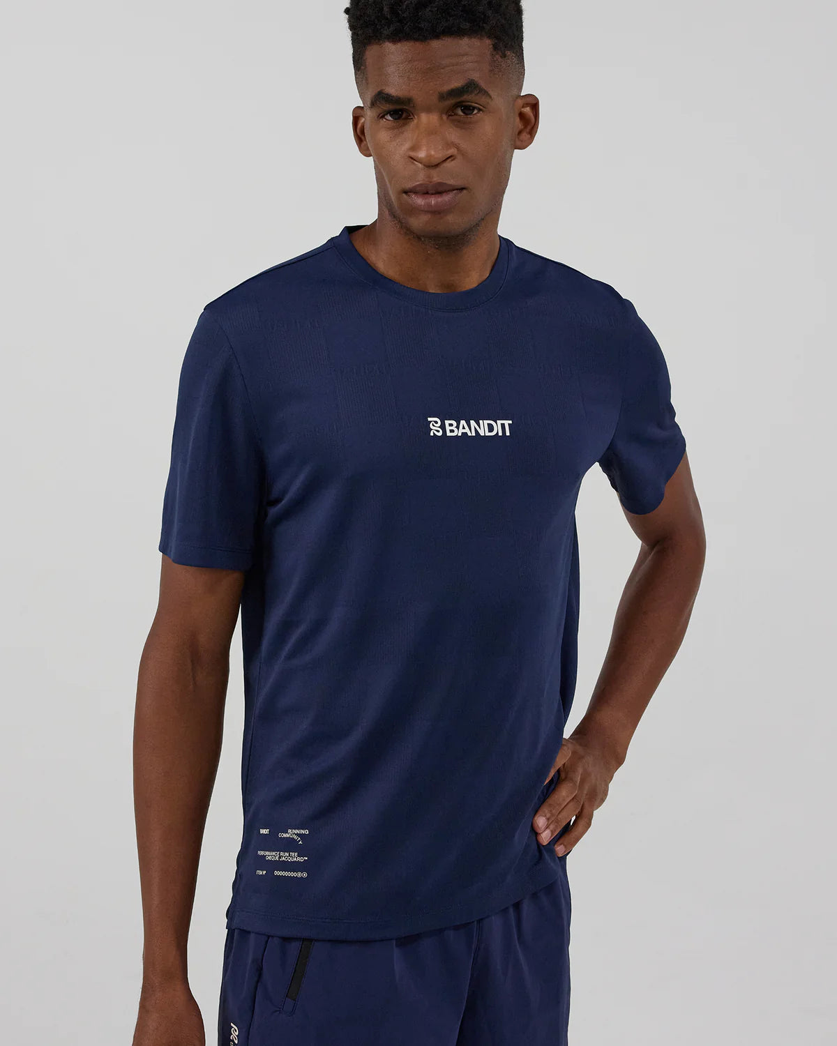 Bandit Cheque Jacquard Short Sleeve Tee - Unisex - NY Navy