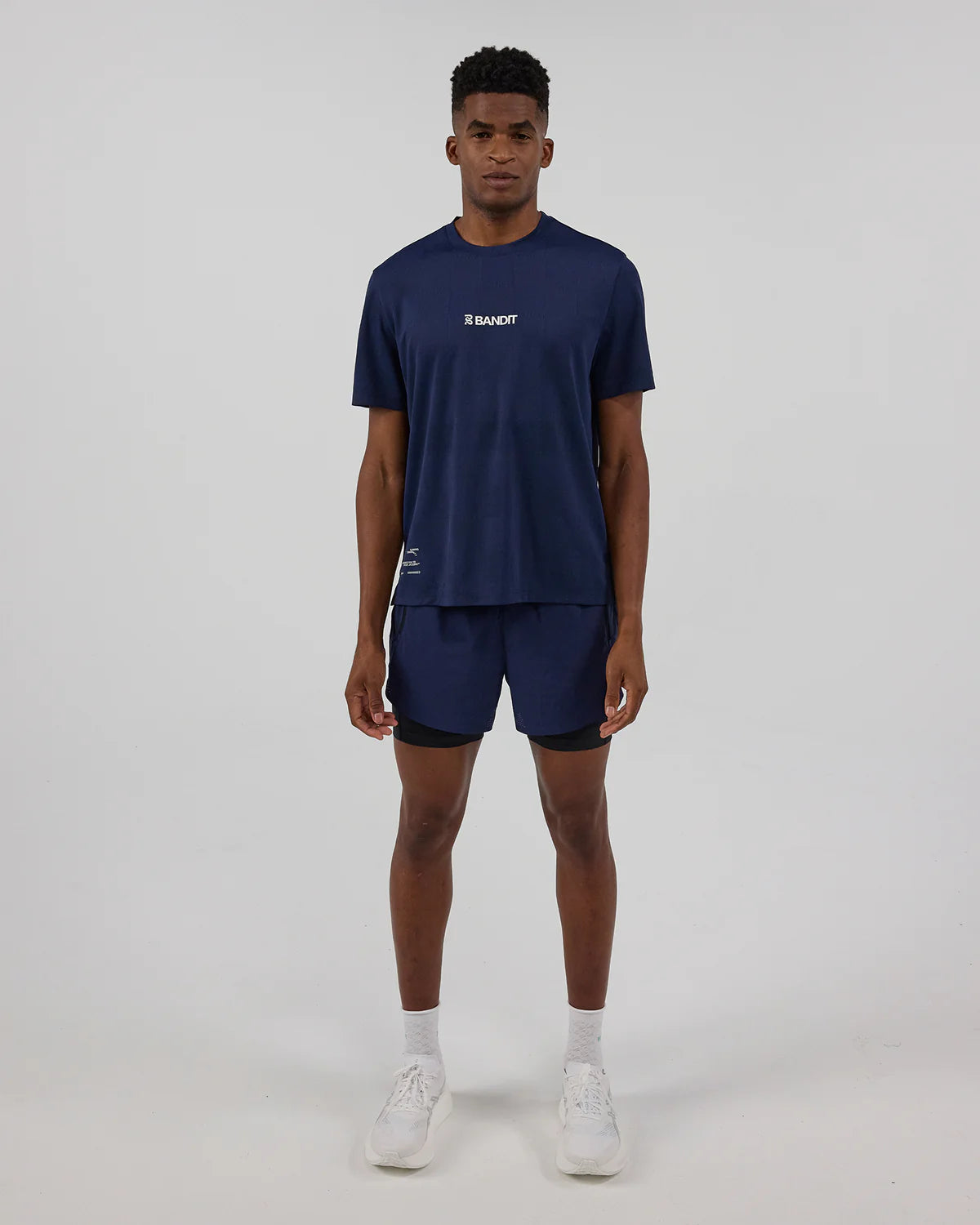 Bandit Cheque Jacquard Short Sleeve Tee - Unisex - NY Navy