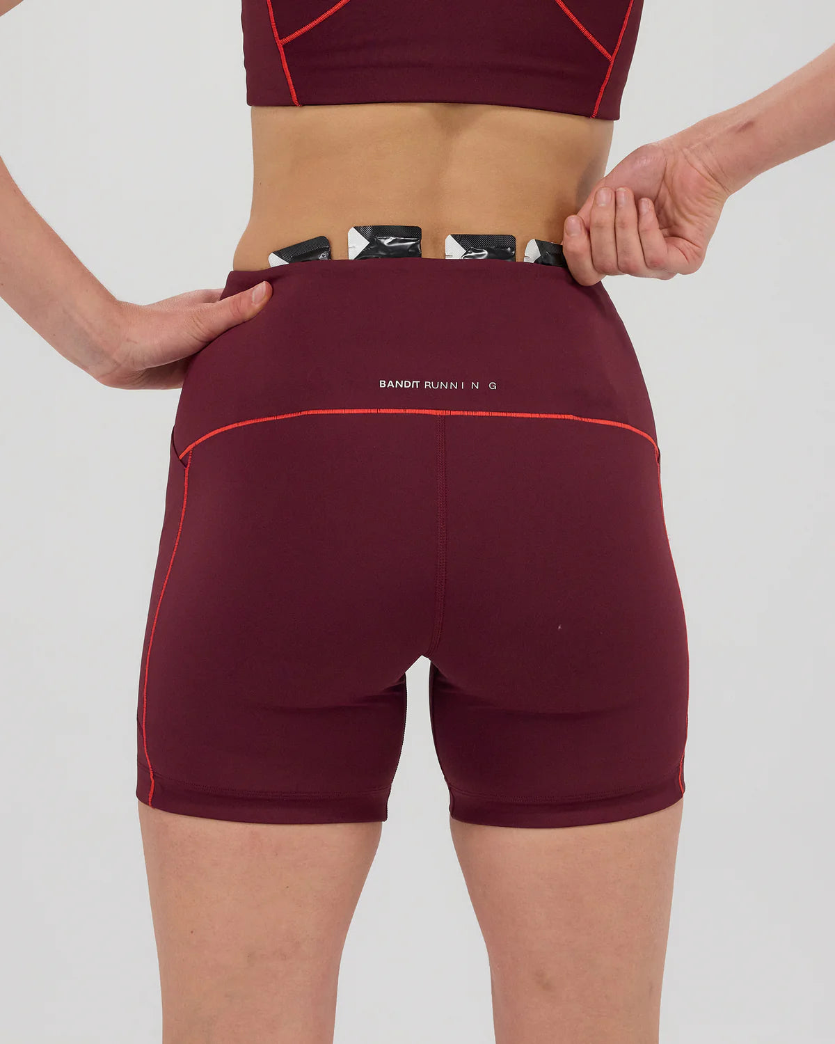 Bandit Stamina™ 5" Pop Stitch™ High Waist Compression Short - Fig / Intense Red