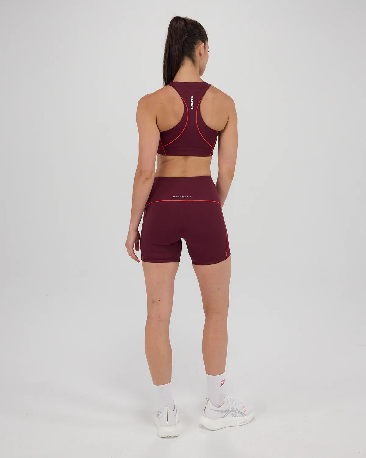 Bandit Stamina™ 5" Pop Stitch™ High Waist Compression Short - Fig / Intense Red
