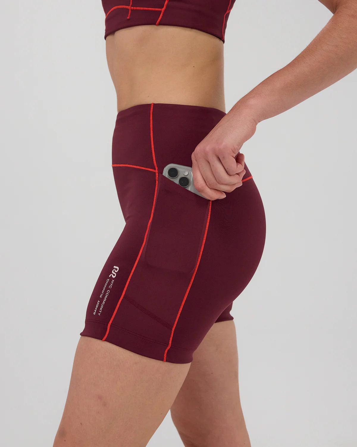 Bandit Stamina™ 5" Pop Stitch™ High Waist Compression Short - Fig / Intense Red