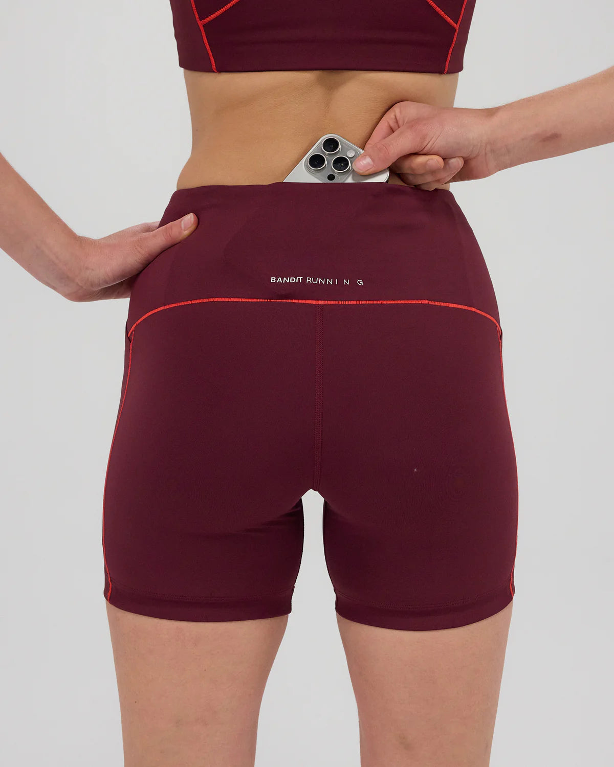 Bandit Stamina™ 5" Pop Stitch™ High Waist Compression Short - Fig / Intense Red