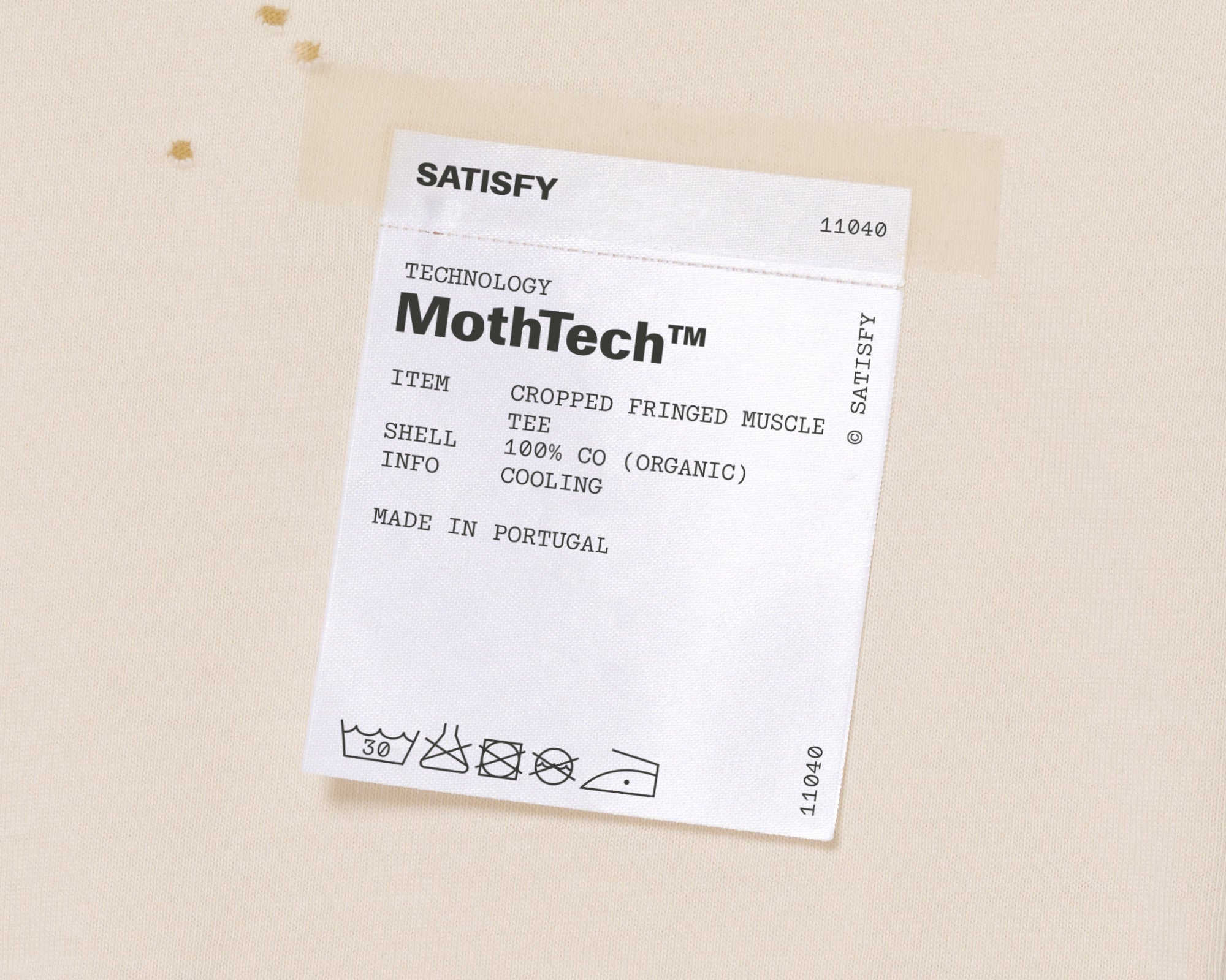 Satisfy MothTech Cropped Fringed Muscle Tee - Aged Ecru