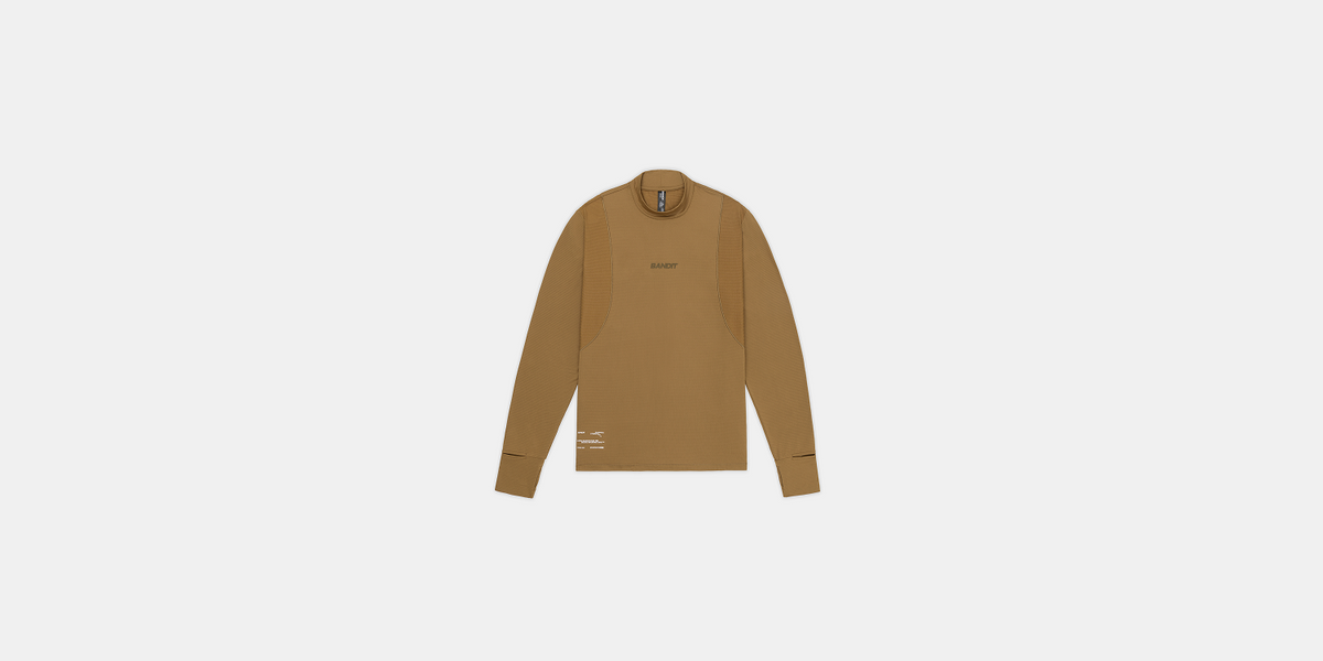 Bandit AuraGrid Mockneck Long Sleeve in Antique Brass, worn