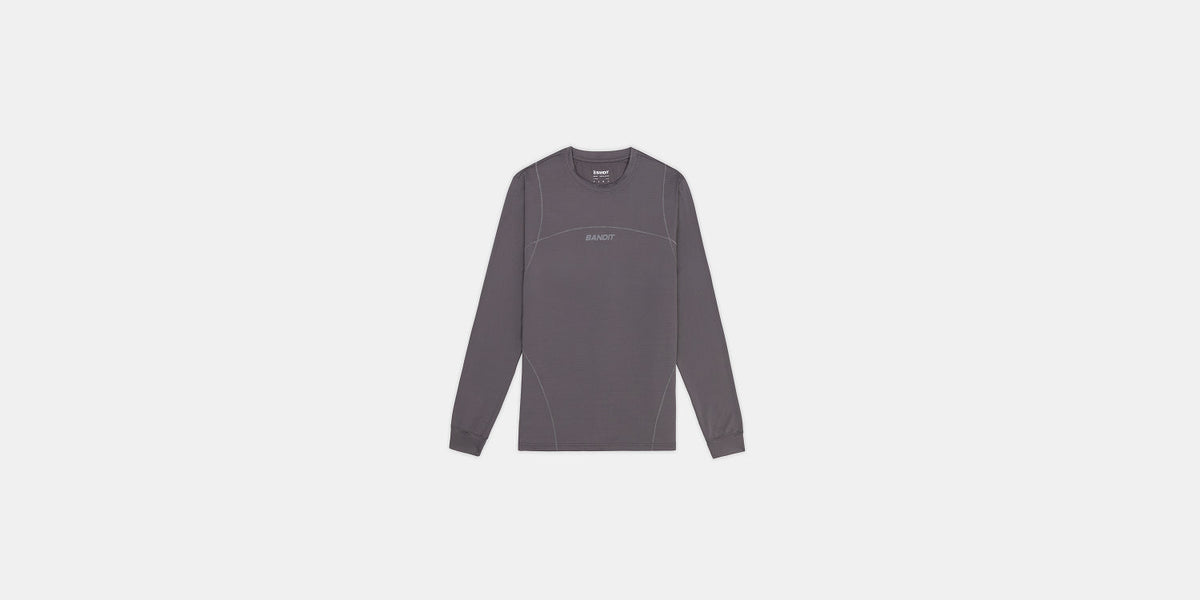 Bandit Micromesh Reflecto Stitch Long Sleeve Tee in Haze, worn