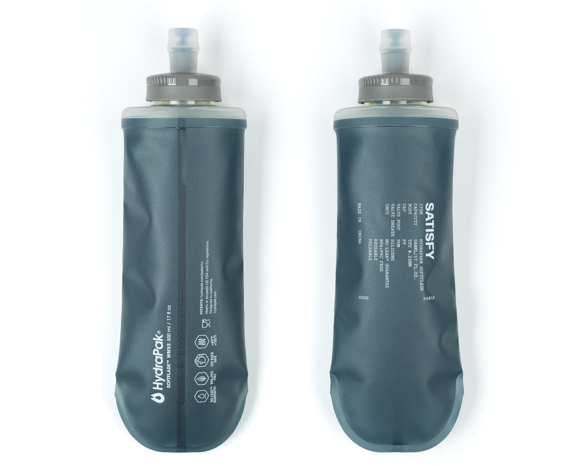 Satisfy HydraPak Soft Flask 500ml 2-pack in Dark Slate, front view