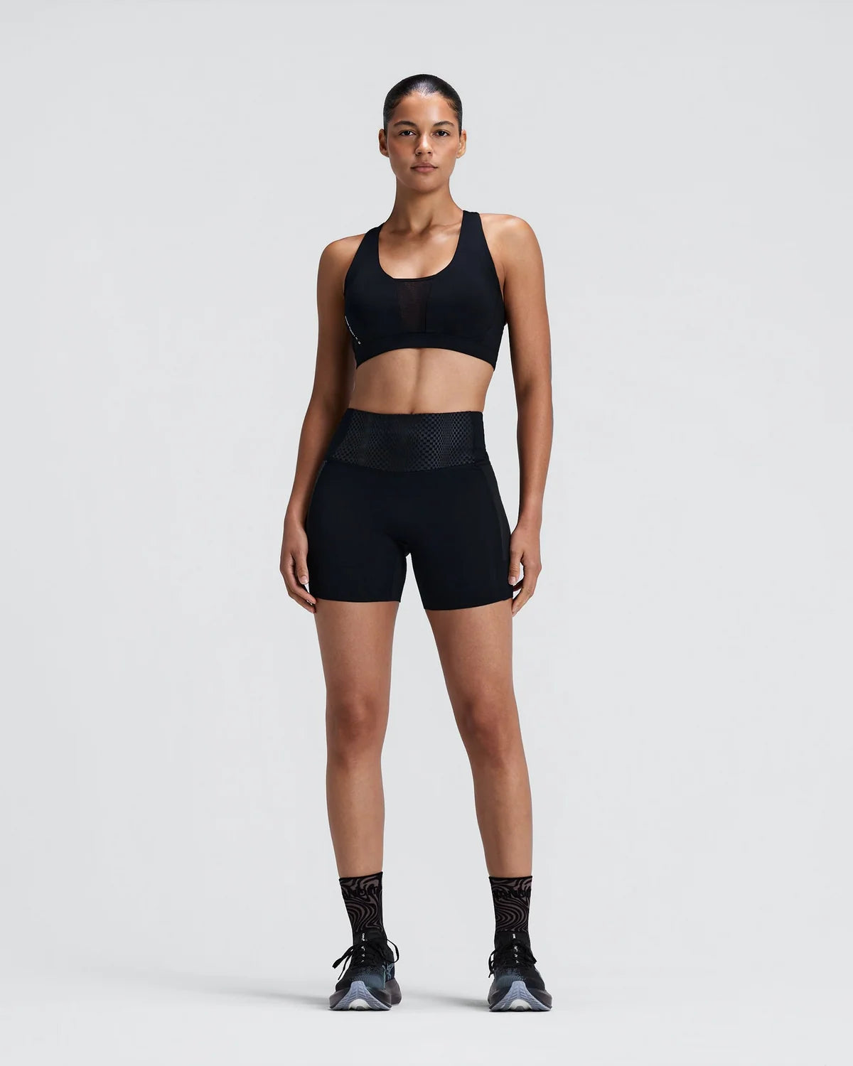 Bandit Womens Stamina-V™ GeoMesh™ V-Neck Run Bra - Black