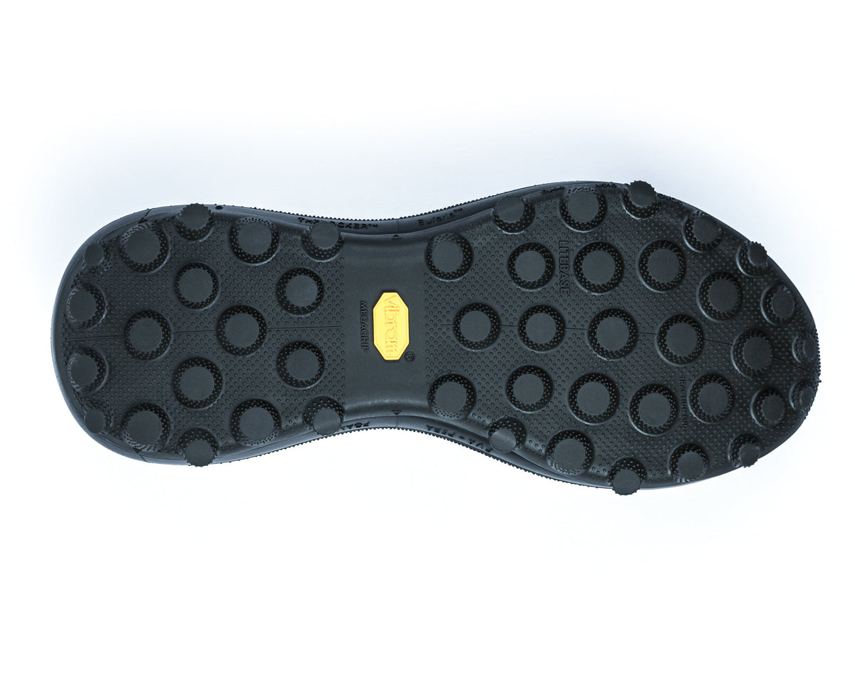 Satisfy TheROCKER running shoe in Jet Black, outsole