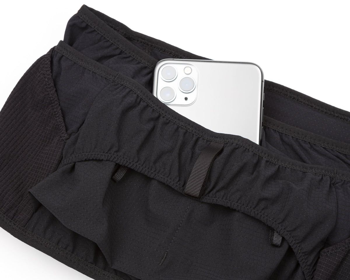 Satisfy TechSilk Drift Dyneema Trail Band in Black, phone pocket