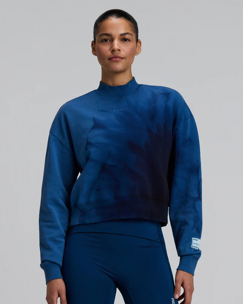 Bandit Women's Cropmock Pullover - Aegean Blue Wave Print