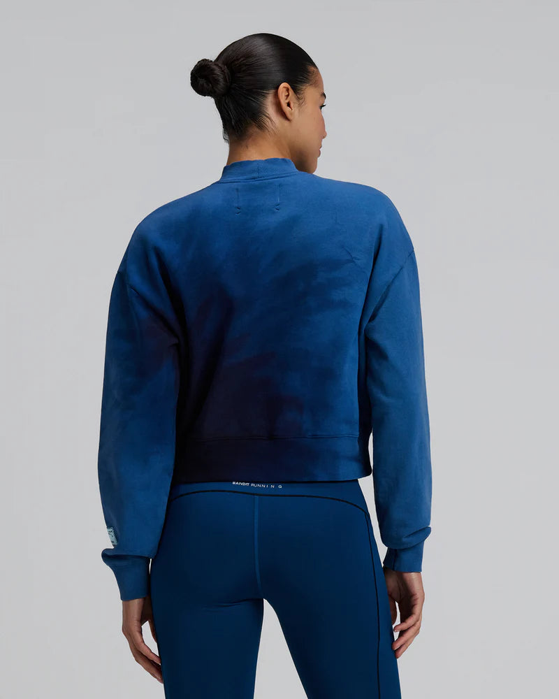 Bandit Women's Cropmock Pullover - Aegean Blue Wave Print